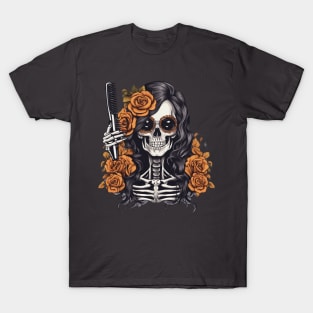 Mardi gras skeleton hairdresser T-Shirt